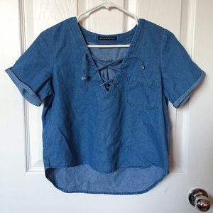 denim cropped shirt